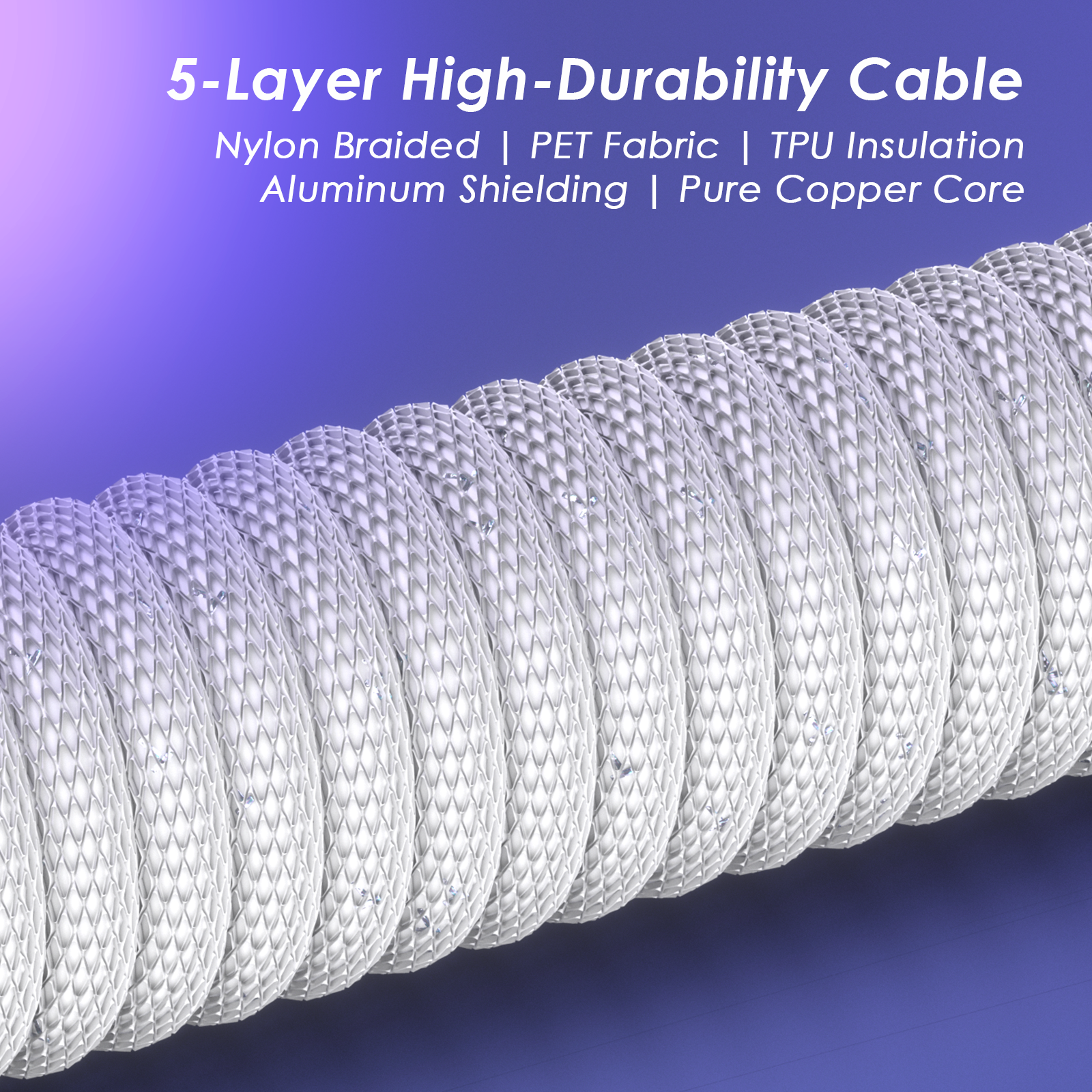 AC1 Coiled Keyboard Cable — White