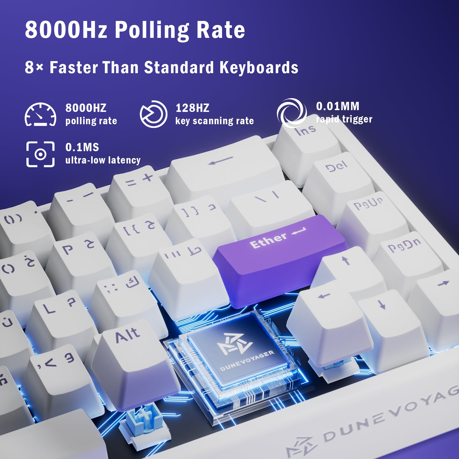 COER 68C Wired Magnetic Keyboard — White