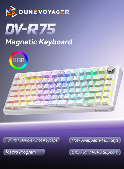 R75 Wired Magnetic Keyboard - White Outline