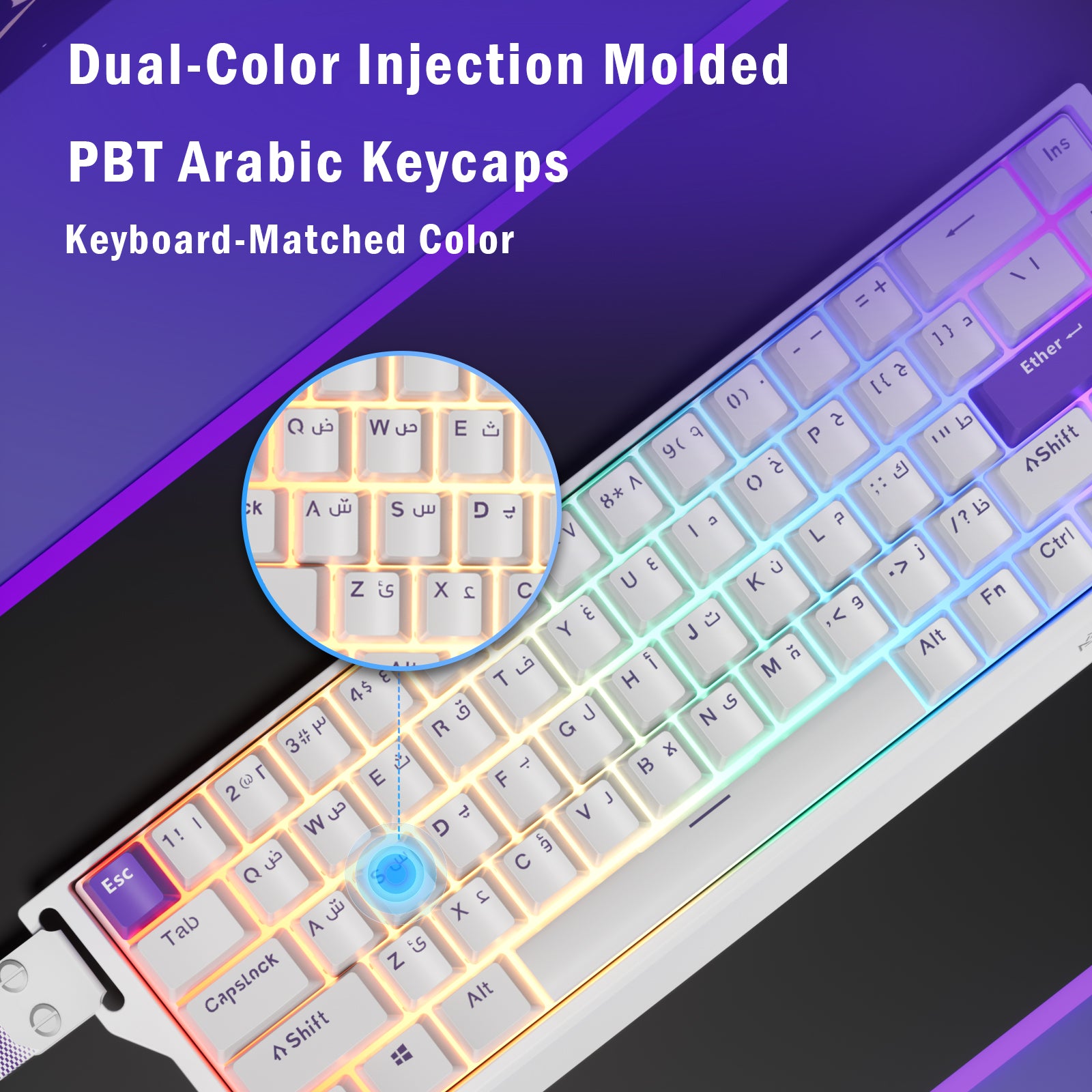 COER 68C Wired Magnetic Keyboard — White