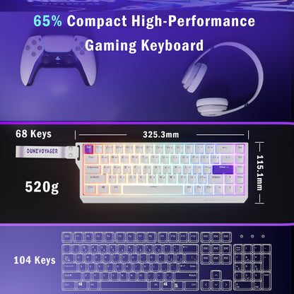 COER 68C Wired Magnetic Keyboard — White