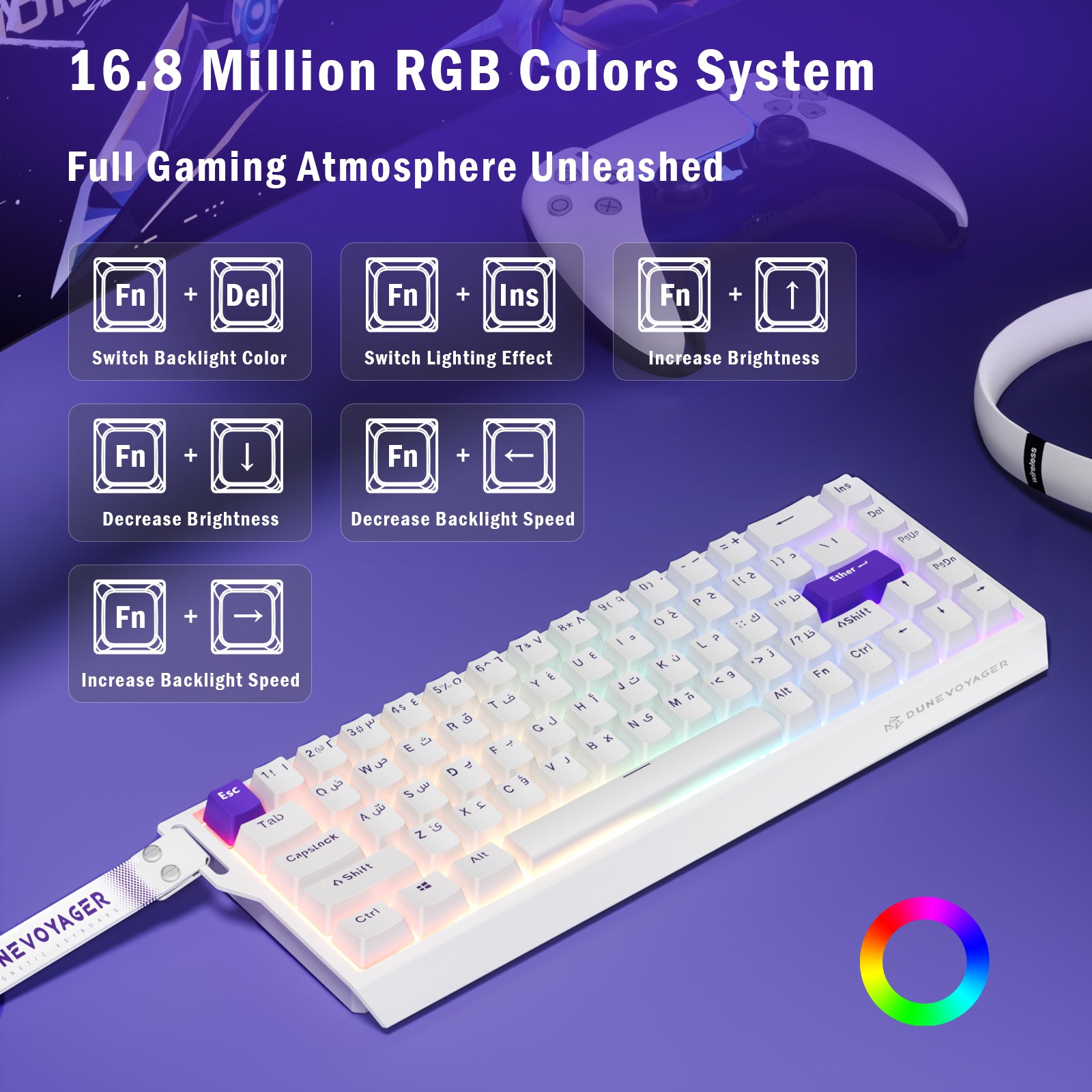 COER 68C Wired Magnetic Keyboard — White