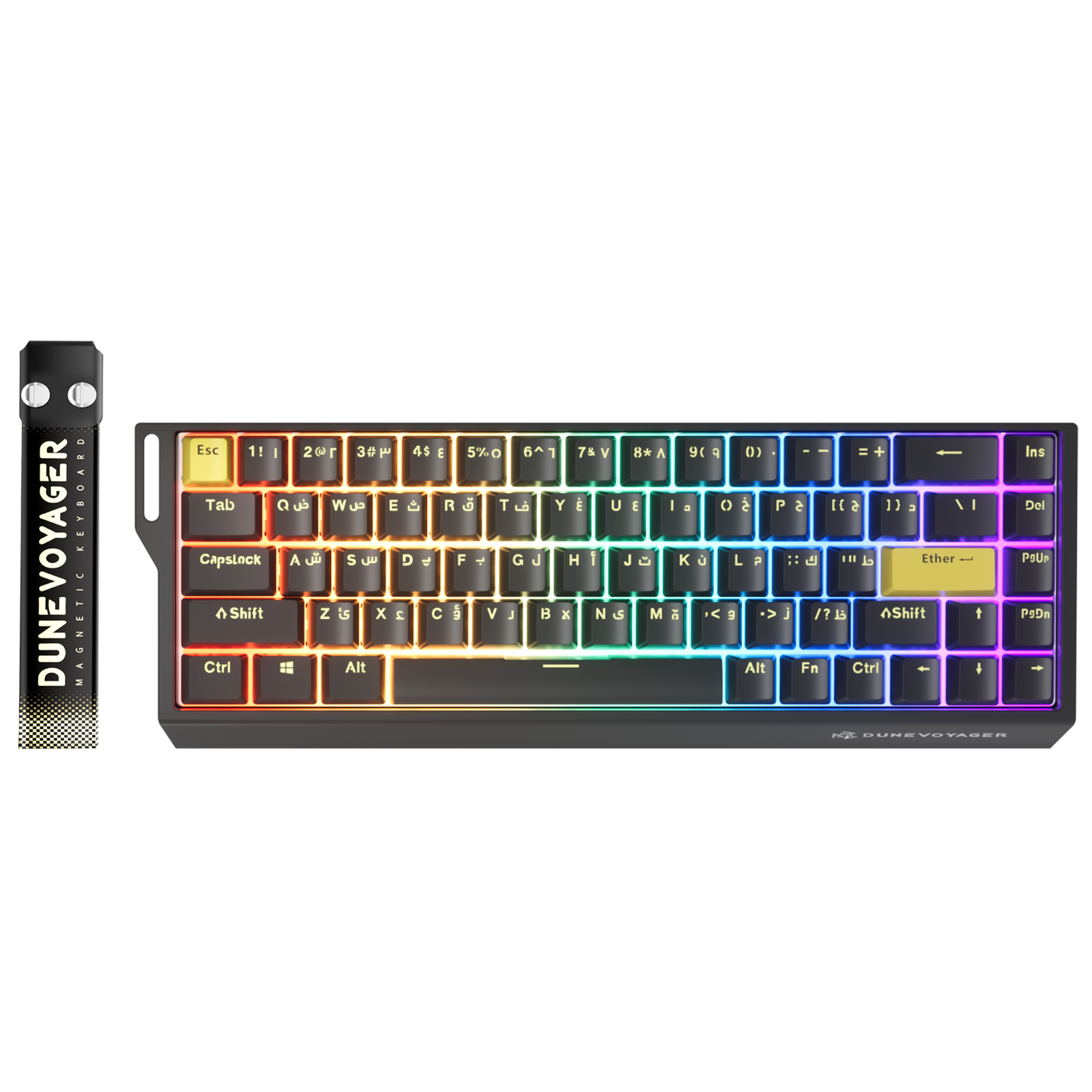 لوحة مفاتيح ألعاب مغناطيسية COER 68C، تصميم 65% مع 68 مفتاحًا، تفعيل قابل للتعديل، معدل استقصاء 8K، إضاءة RGB، متوافقة مع PS5 والكمبيوتر.