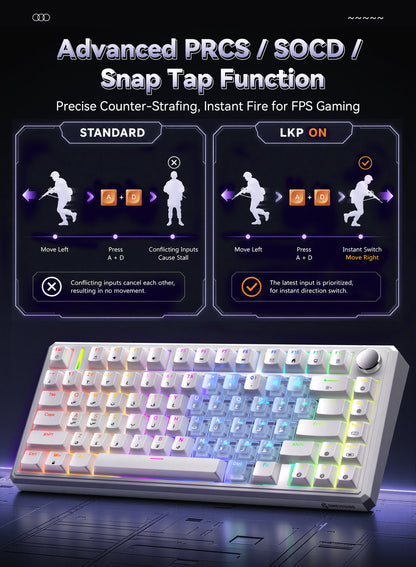 R75 Wired Magnetic Keyboard - White & Heart