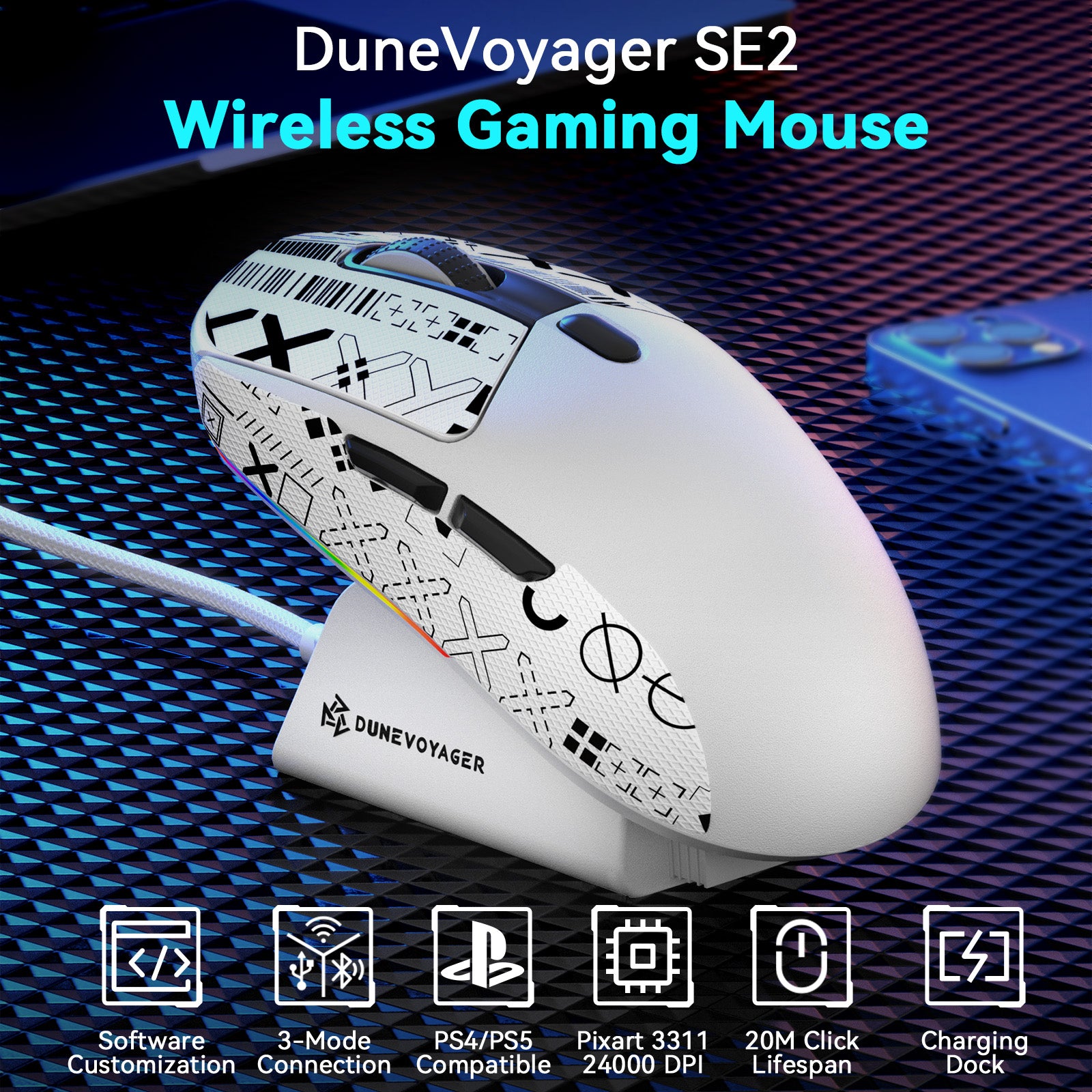 SE2 Wireless Gaming Mouse — White