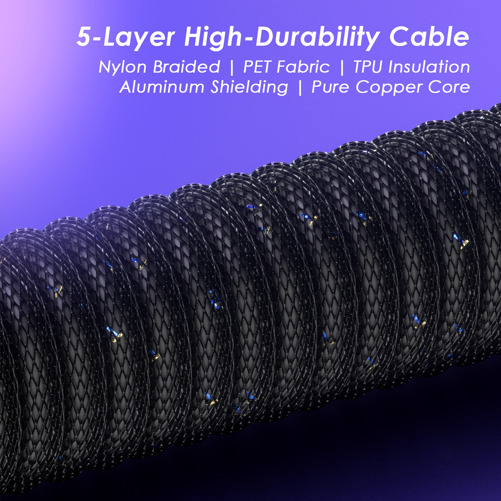 AC1 Coiled Keyboard Cable — Black