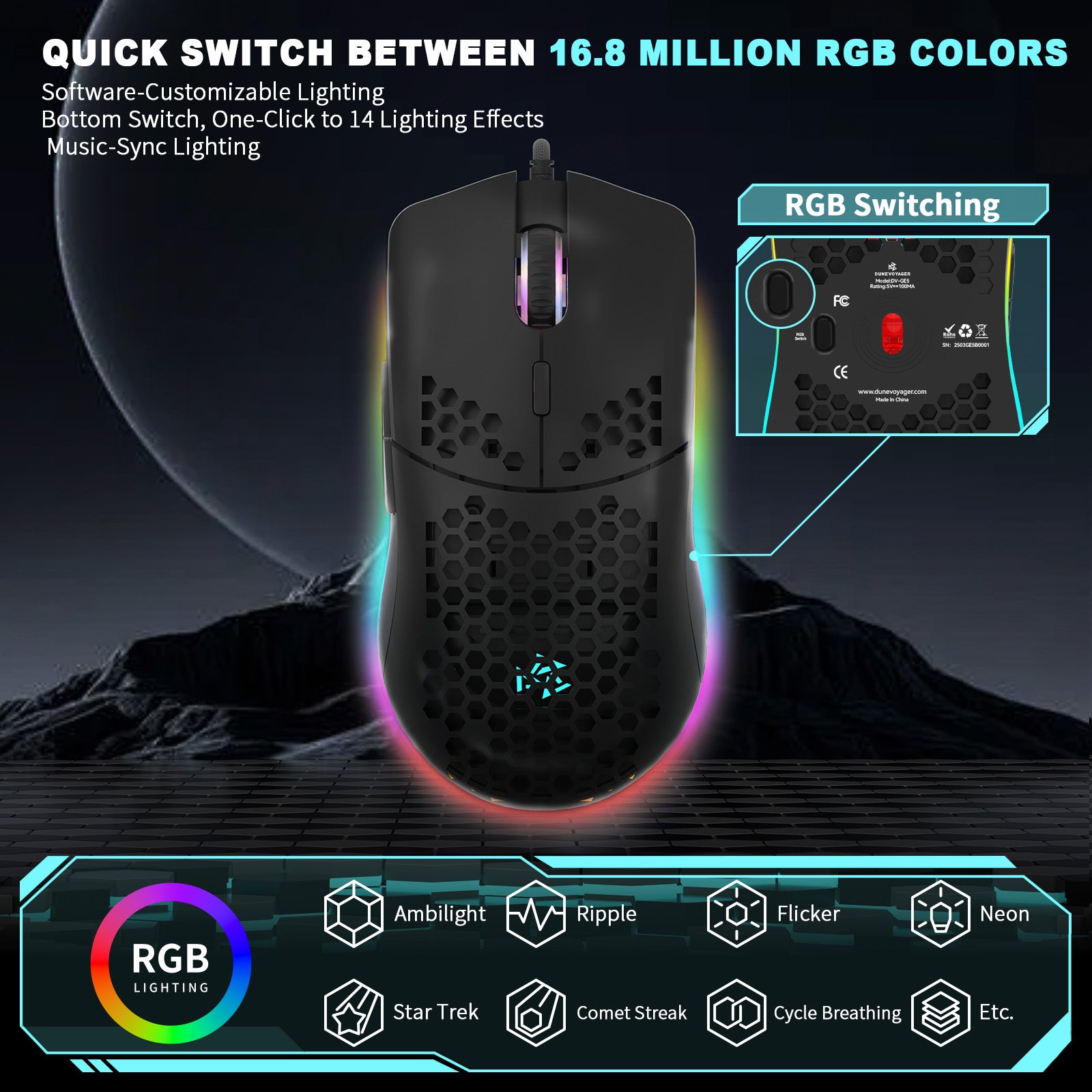 GE5 Wired Gaming Mouse — Black