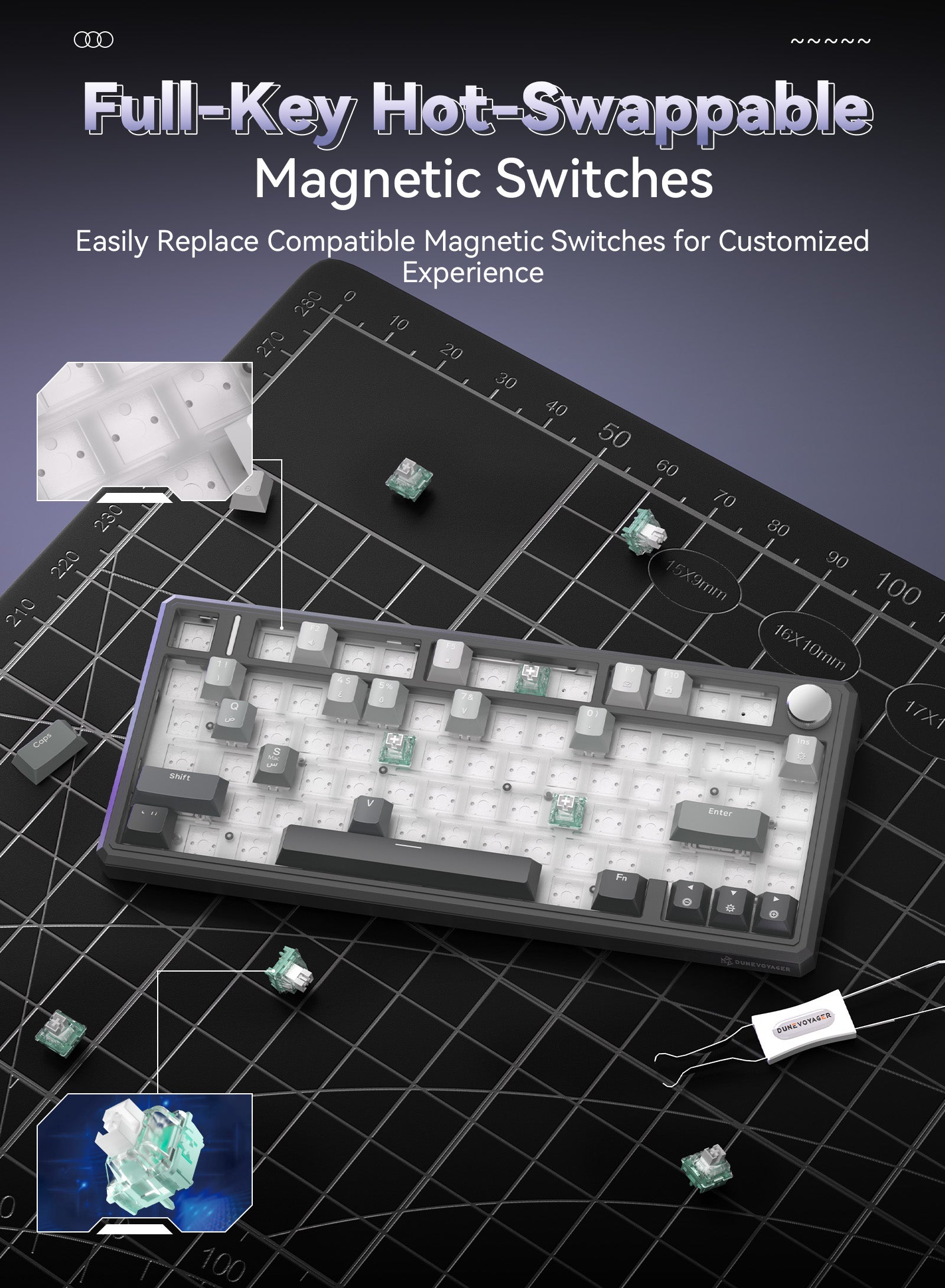 R75 Wired Magnetic Keyboard - Gray Gradient