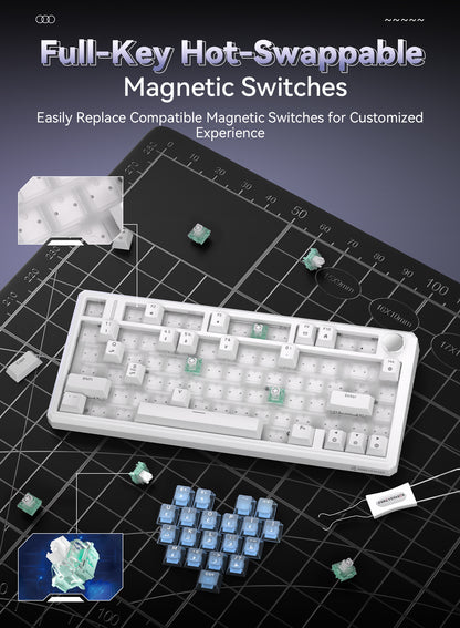 R75 Wired Magnetic Keyboard - White & Heart