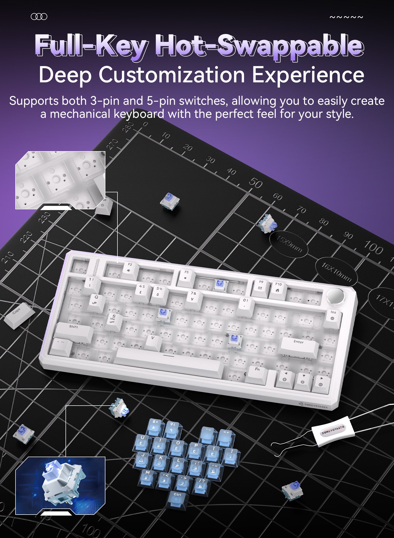 G75 Wireless Mechanical Keyboard - White & Heart