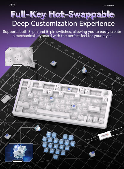 G75 Wireless Mechanical Keyboard - White & Heart