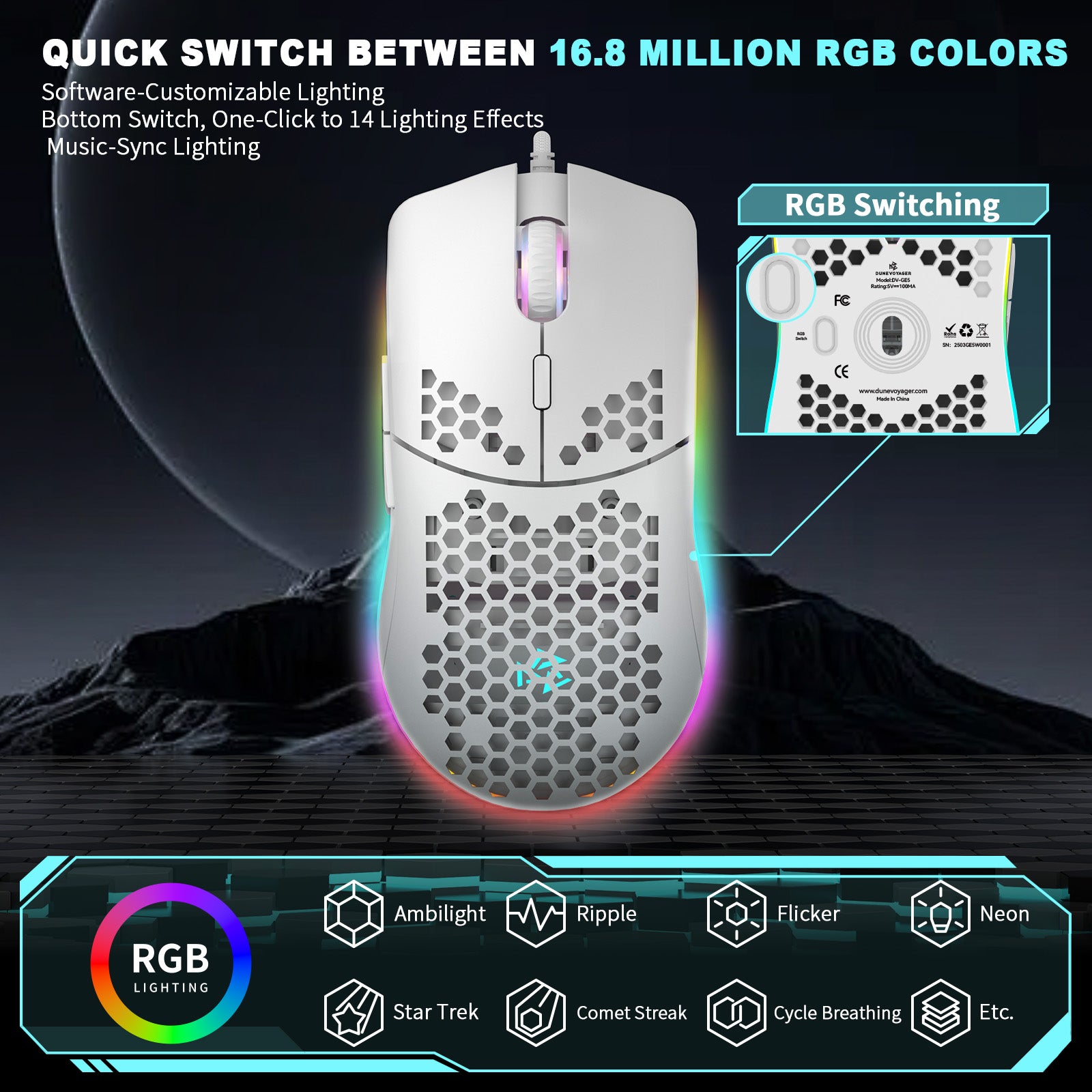 GE5 Wired Gaming Mouse — White