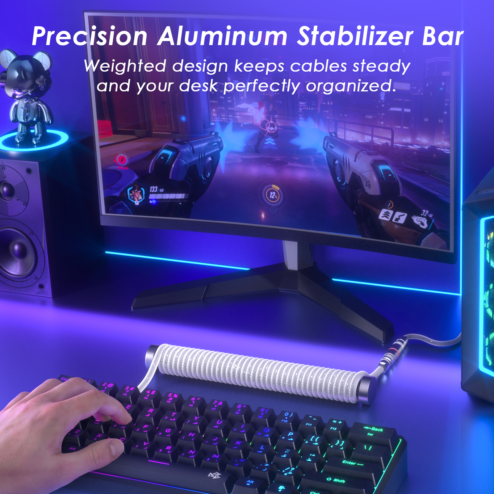 AC1 Coiled Keyboard Cable — White