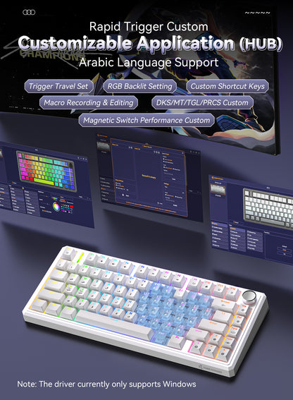 R75 Wired Magnetic Keyboard - White & Heart