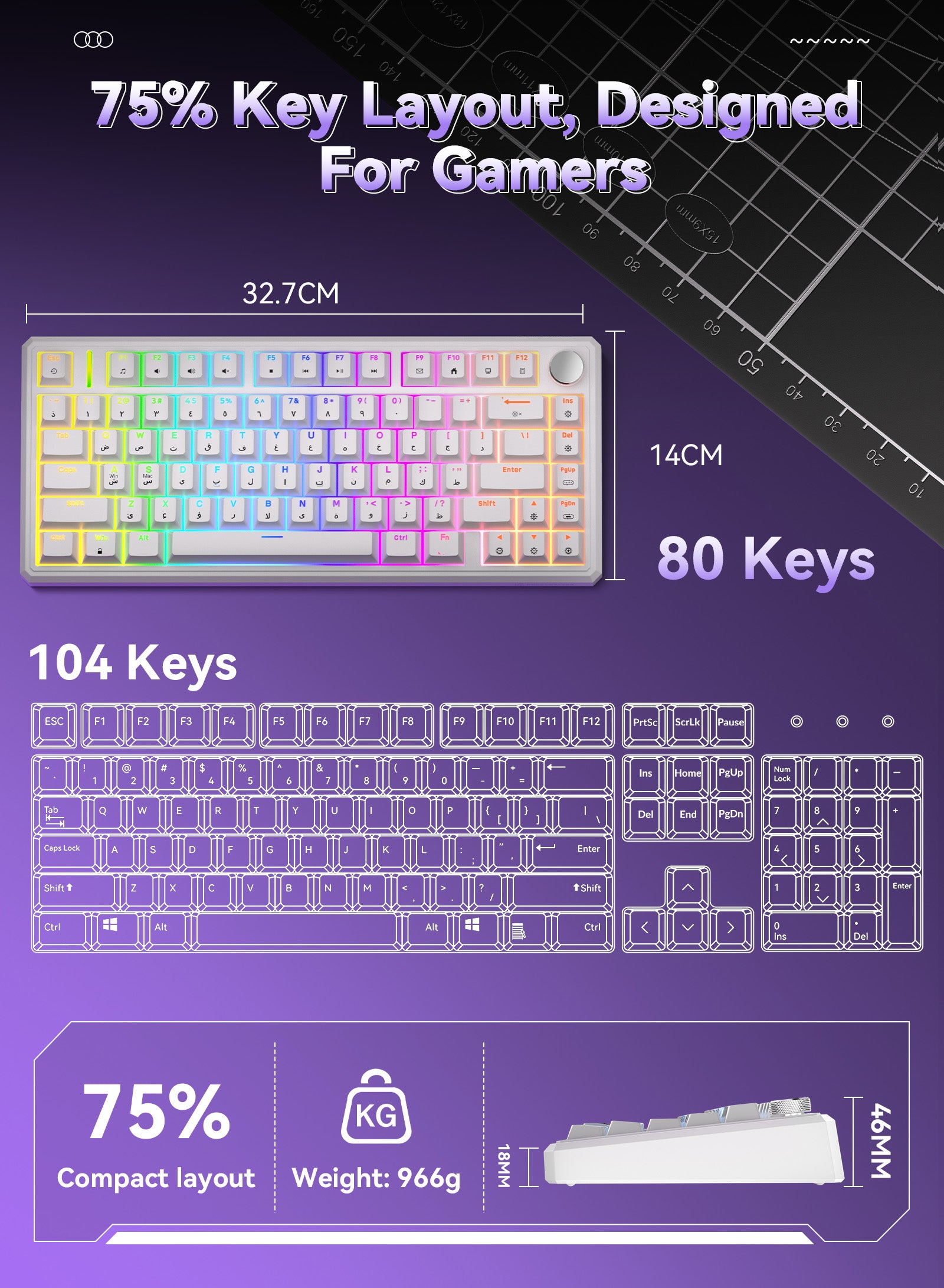 G75 Wireless Mechanical Keyboard - White & Heart