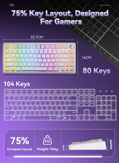 G75 Wireless Mechanical Keyboard - White & Heart