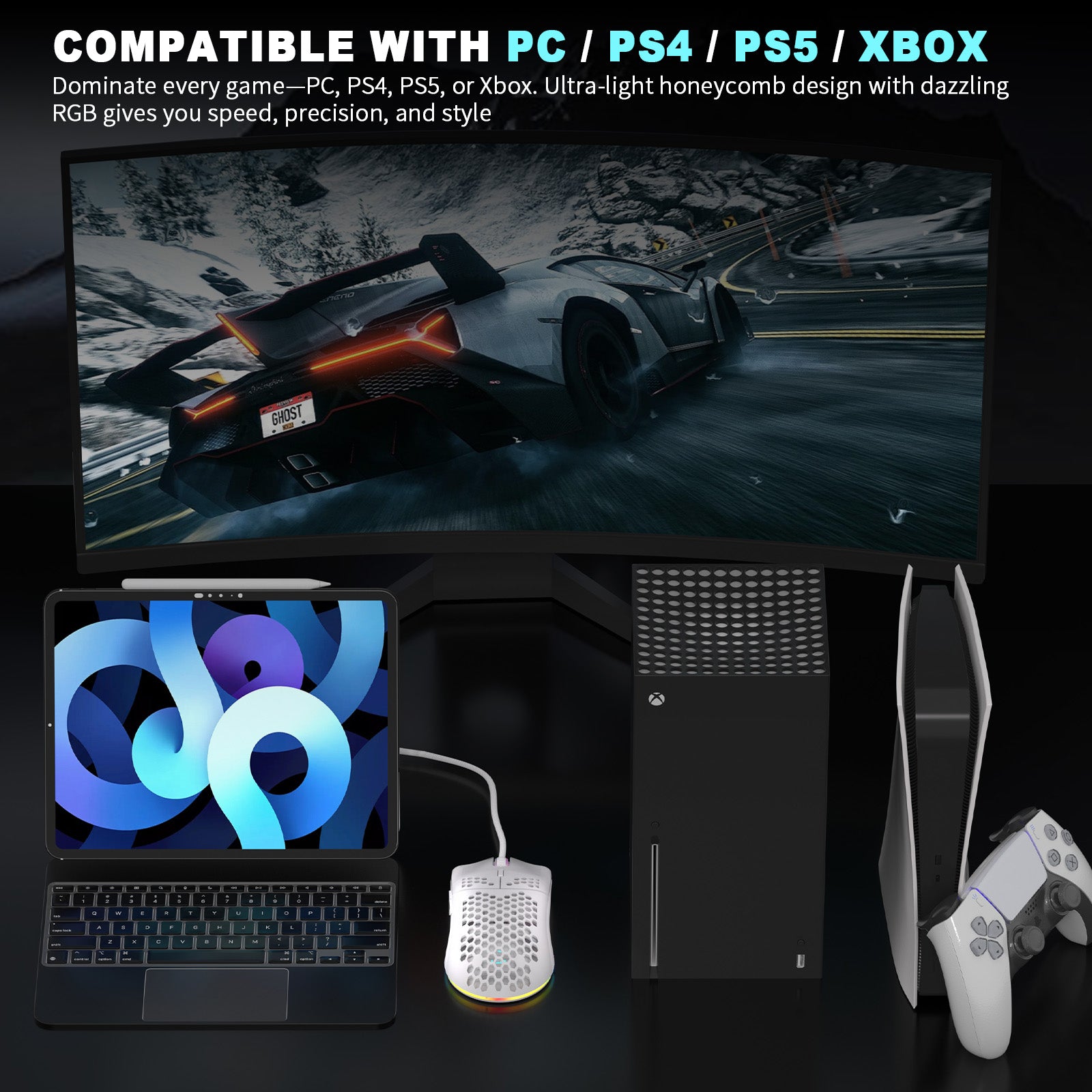 GE5 Wired Gaming Mouse — White
