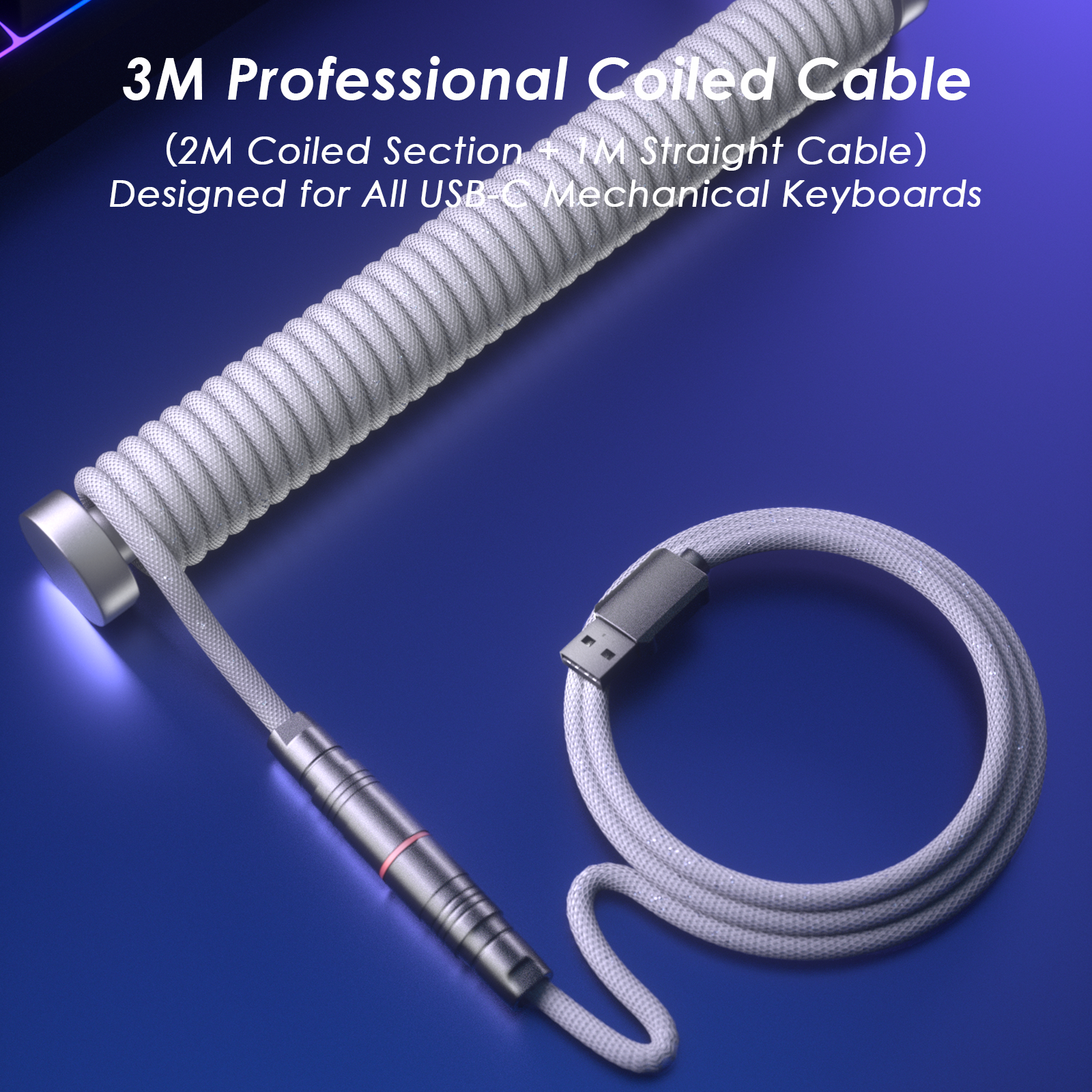 AC1 Coiled Keyboard Cable — White