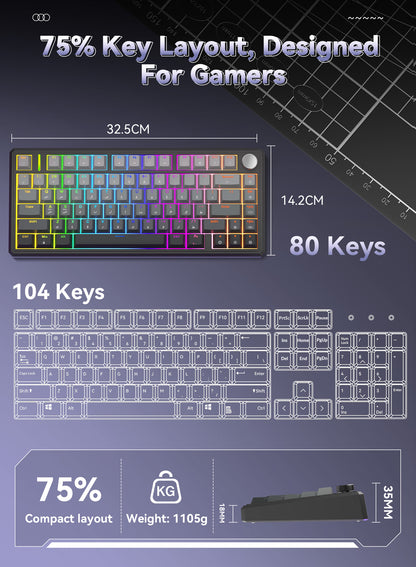 R75 Wired Magnetic Keyboard - Gray Gradient