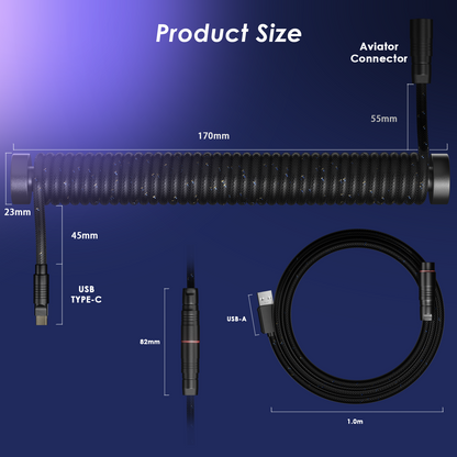 AC1 Coiled Keyboard Cable — Black
