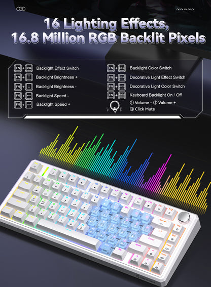 R75 Wired Magnetic Keyboard - White & Heart
