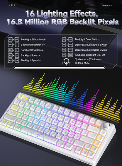 R75 Wired Magnetic Keyboard - White Outline