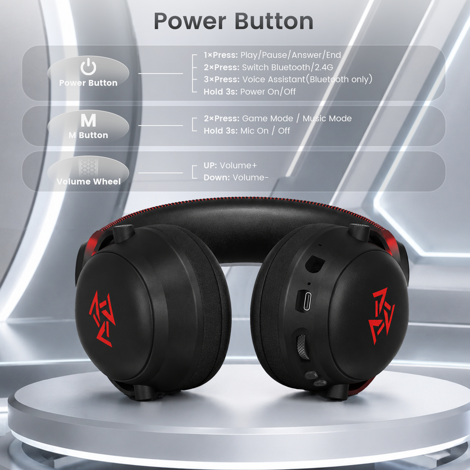C3 Wireless Gaming Headset — Black