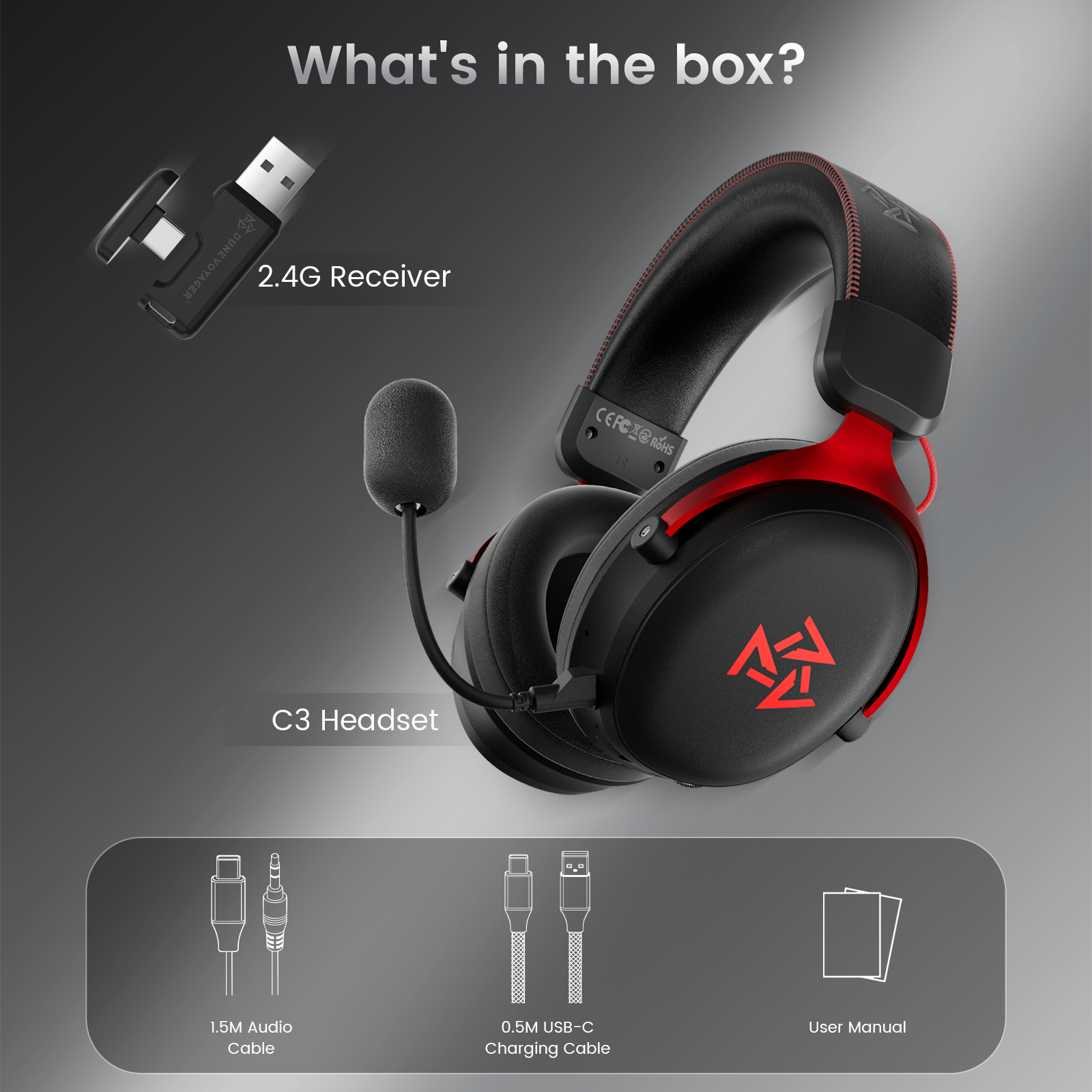 C3 Wireless Gaming Headset — Black