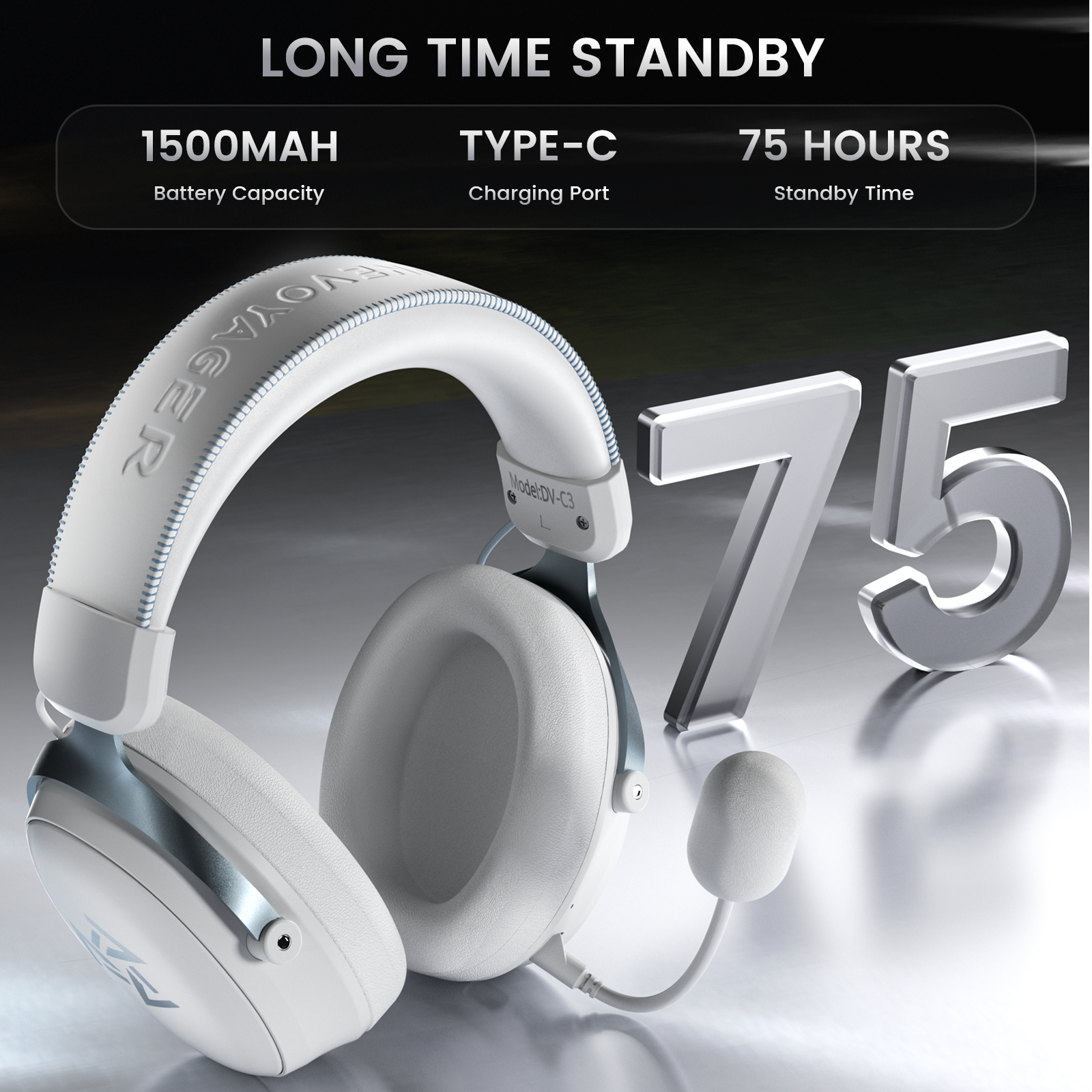 C3 Wireless Gaming Headset — White