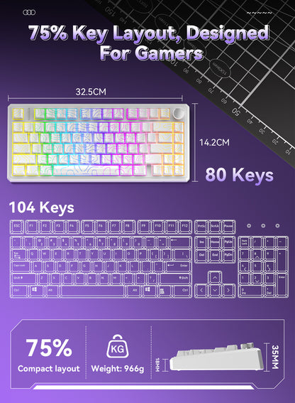 G75 Wireless Mechanical Keyboard - White Outline