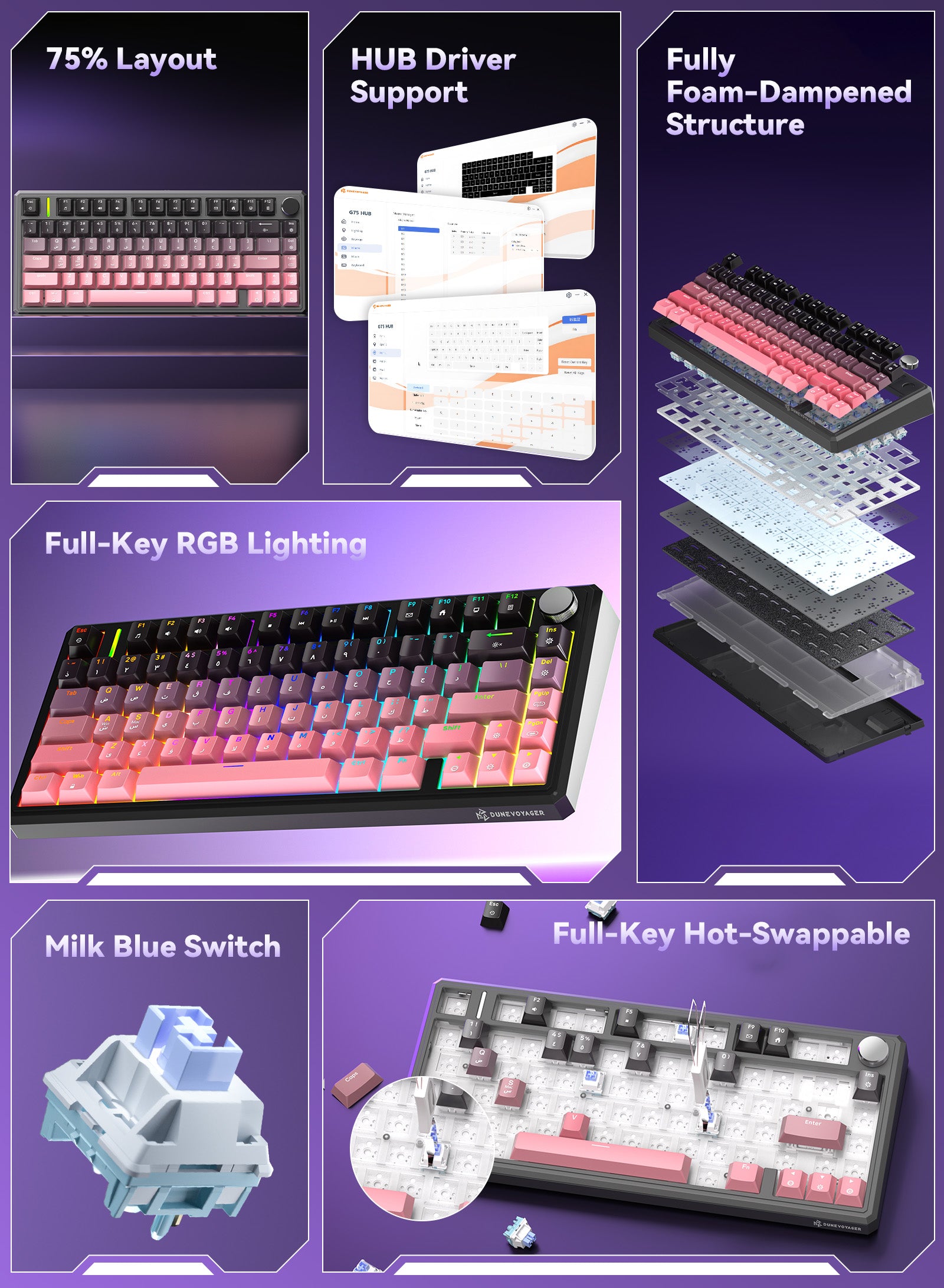G75 Wireless Mechanical Keyboard - Cherry Gradient