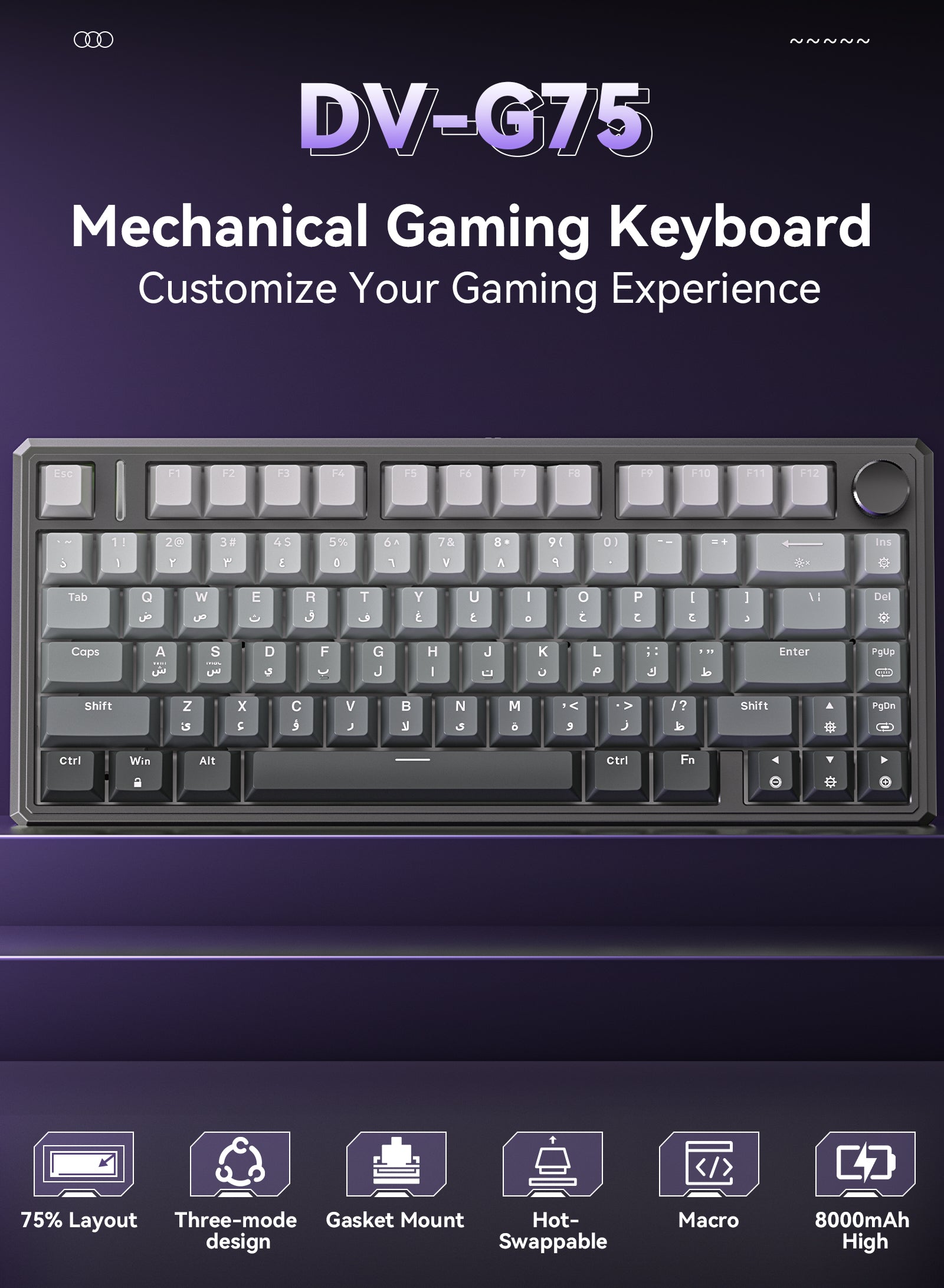 MG/G75 4GB 500G RW 無線 Windows10 G75 Wireless Mechanical Keyboard - Gray Gradient – DuneVoyager