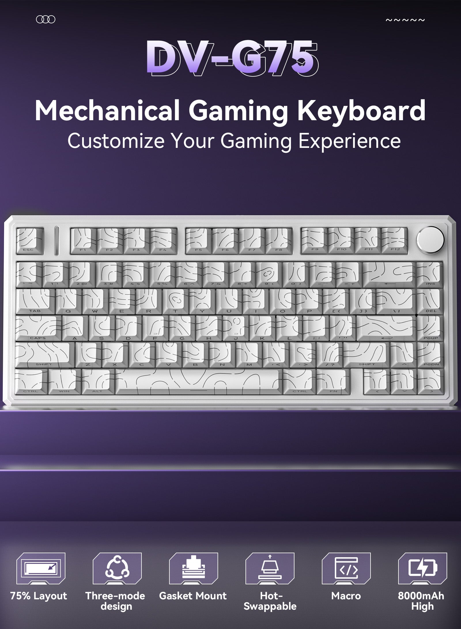 G75 Wireless Mechanical Keyboard - White Outline