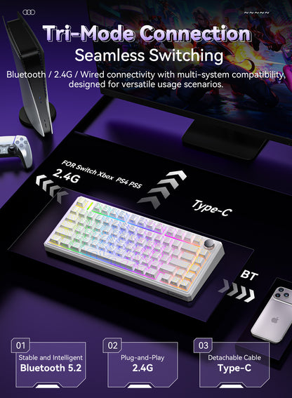 G75 Wireless Mechanical Keyboard - White Outline