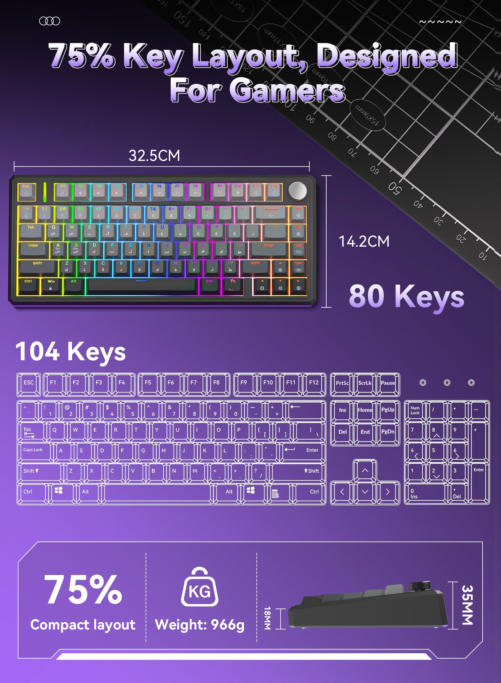 G75 Wireless Mechanical Keyboard - Gray Gradient – DuneVoyager