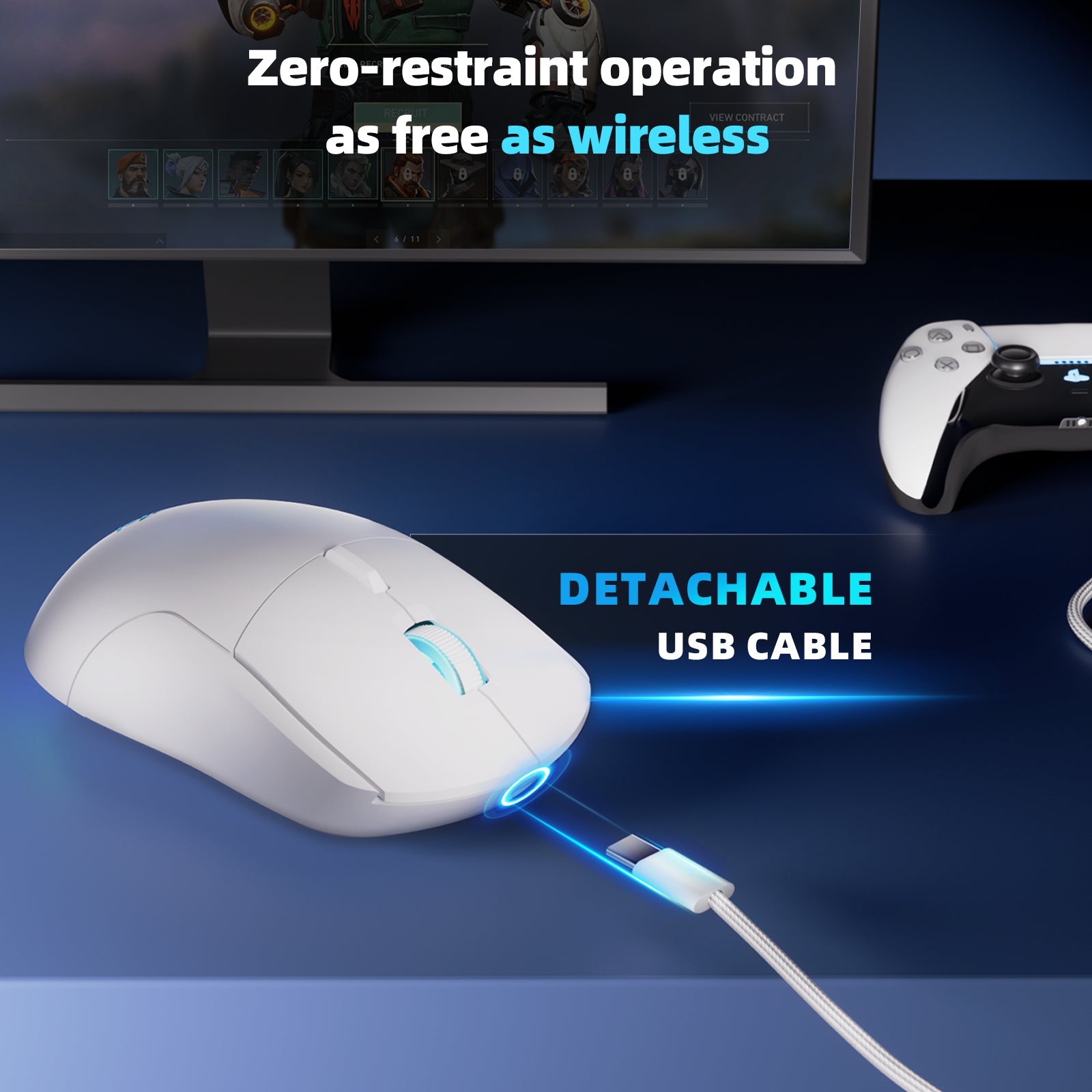 GE7 Wired Gaming Mouse - White
